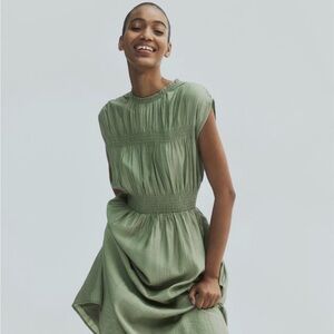 H&M Green Smocked Detail Dress sz l 12/14